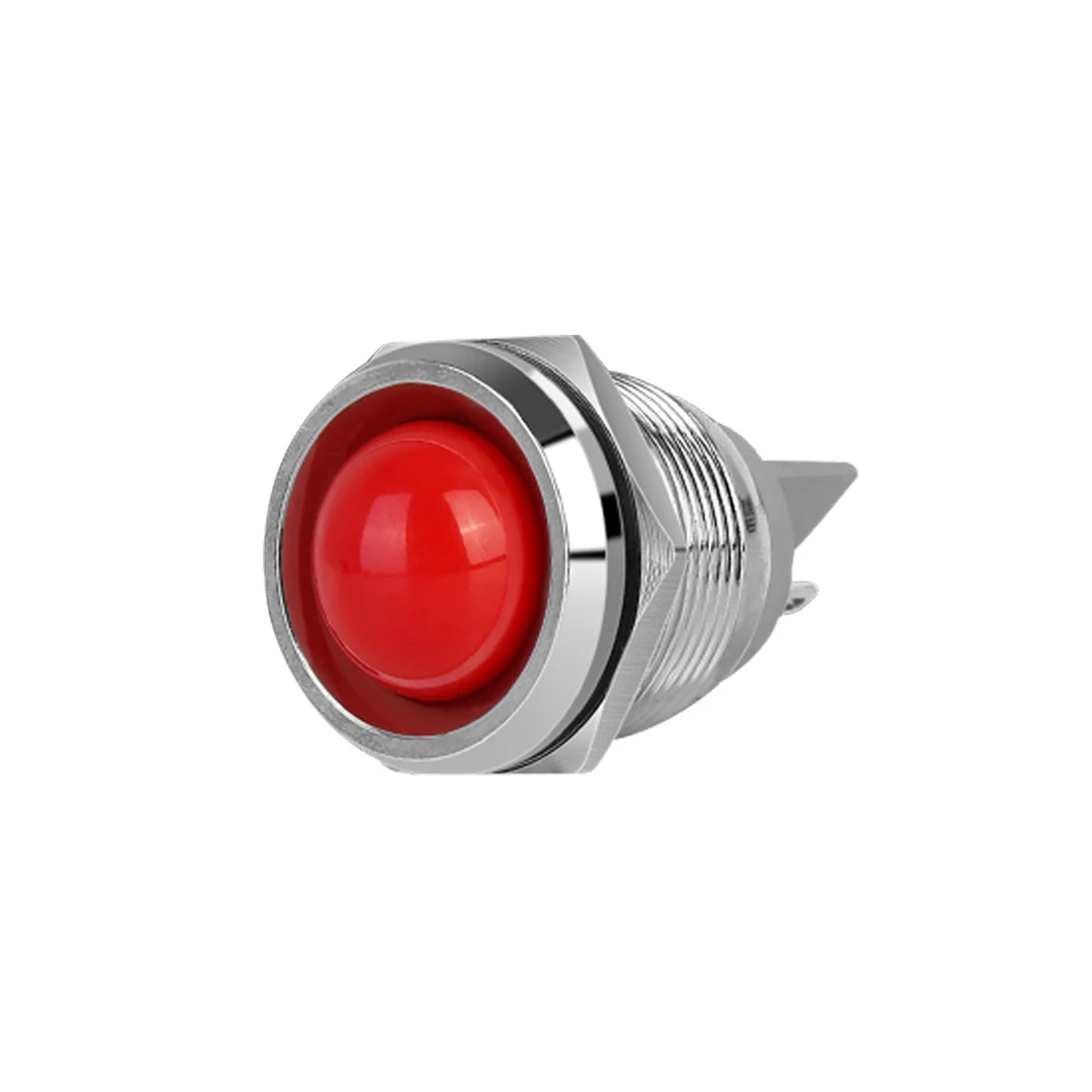 ABILKEEN 10PCS 22MM Metal LED Indicator Light Domed/Flat Head Industrial Signal Pilot Lamp 6V 24V 110V 220V 2Pin Solder Terminal