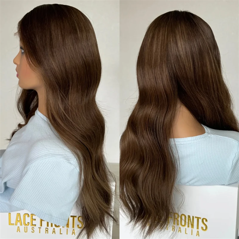 Party Daily Cosplay Wigs Ombre Dark Chocolate Brown Wig High Quality Glueless Synthetic Lace Front Wig for White Black Women