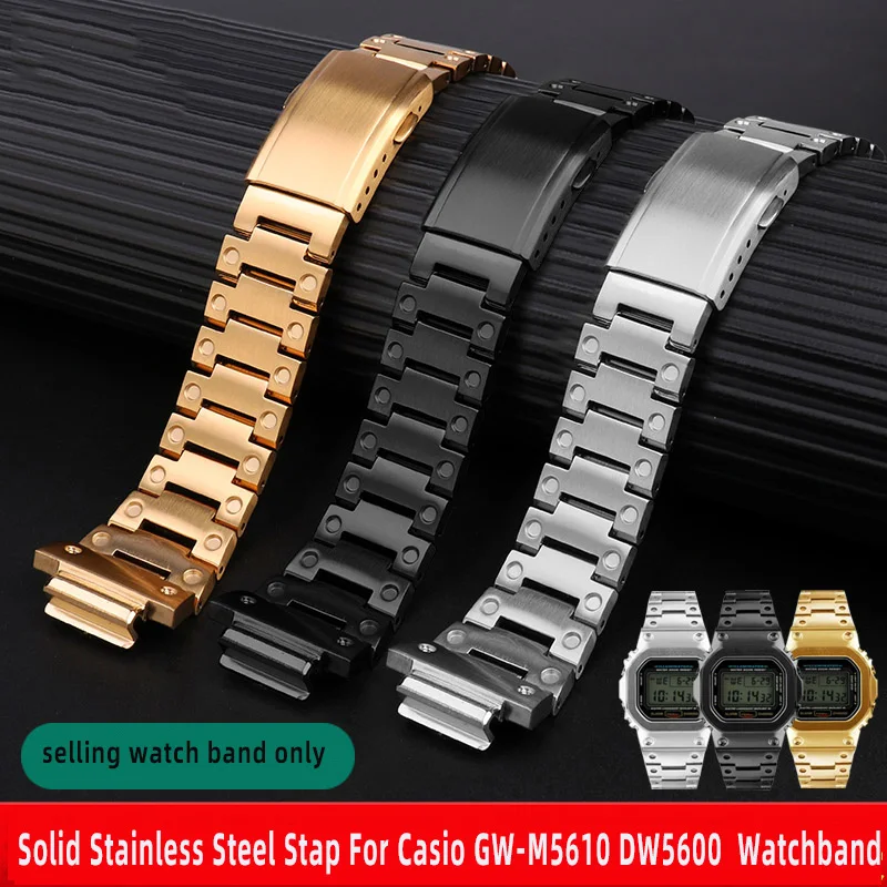 NEW Metal Watchband For G-SHOCK Casio DW5600 GW-B5600 GWM5610 Modified Solid Stainless Steel Watch Strap wristband Bracelet 16mm