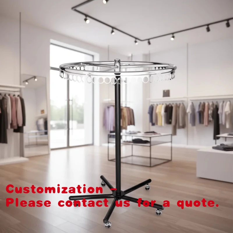 custom.High Quality Thickened Pipe Round Metal Rotating Hanging Scarfs Clothes Display Rack with Wheel Sale