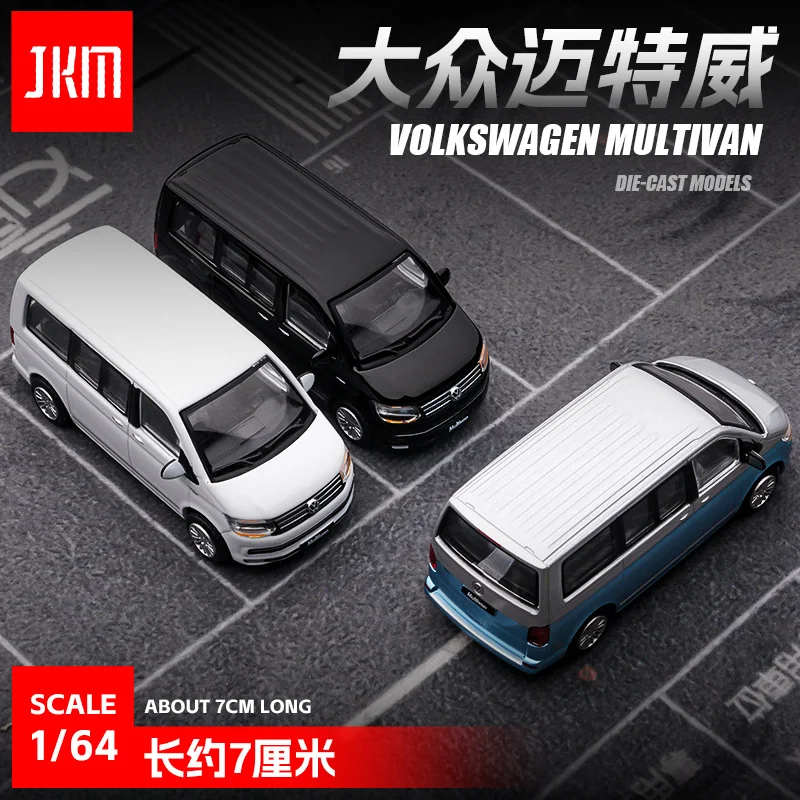 

JKM 1:64 Volkswagen Multivan White Silver Blue Black Finished Model Alloy Car Model Six Door Car Model Collection Diecast