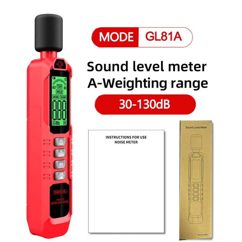 Noise Meter Sound Level Meter A Weighted 30dB to 130dB Fast Response Audio Noise Meter Maximum display Decibel counter