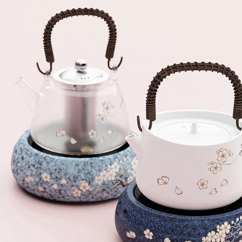 

Small mute of Japanese household electric ceramic stove burning sakura and flying kettle in Youtian