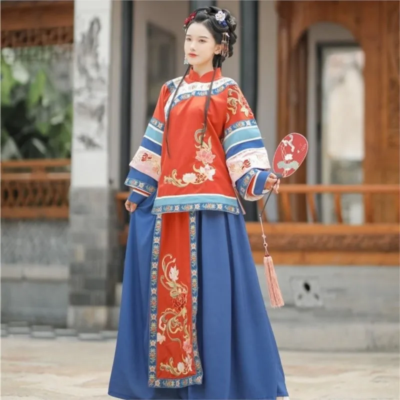 Alta qualidade | Retro estilo chinês han roupas de casamento hanfu dinastia qing traje antigo feminino jovem amante tradicional