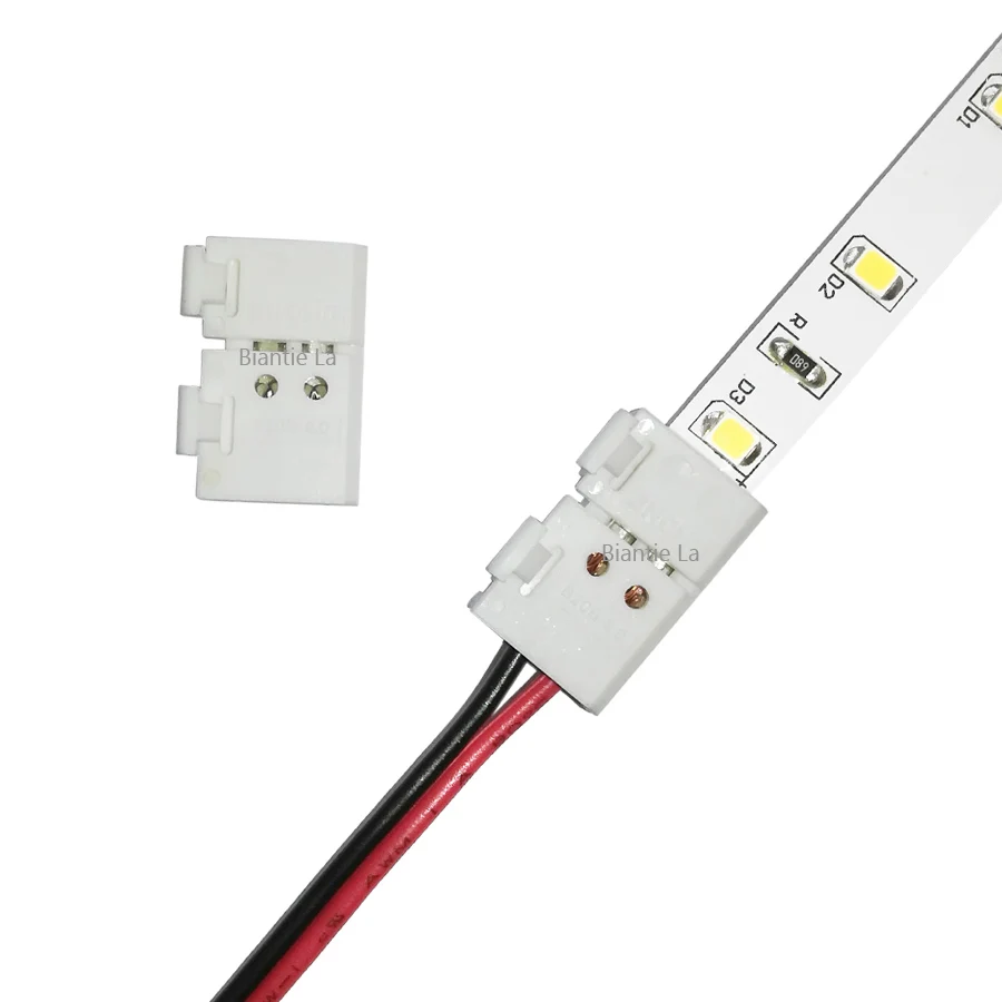 

2 Pin 8mm LED Strip Connector Extension Wire Terminal for SMD2835 3528 Tape Lights Fixed Clamp Clips