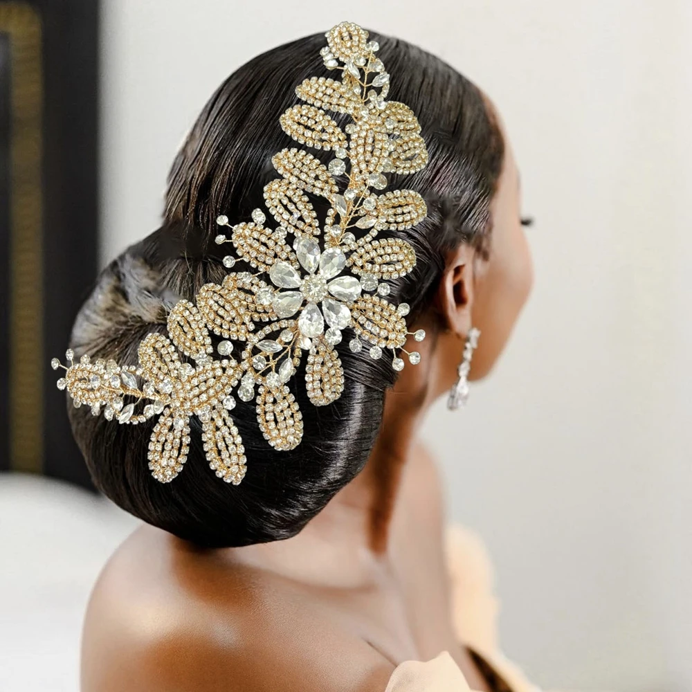 

DZ279 Crystal Leaves Flower Wedding Headpiece Bride Headwear Girl Headdress Party Gift Women Hair Decoration Hair Accessories