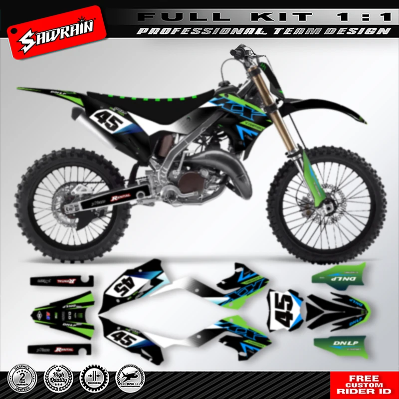 

Sawrain Custom Motorcycle Graphics Decal Stickers Kits For KAWASAKI Polisports Restyle KX125 KX250 2003 2004 2005 2006 2007 2008