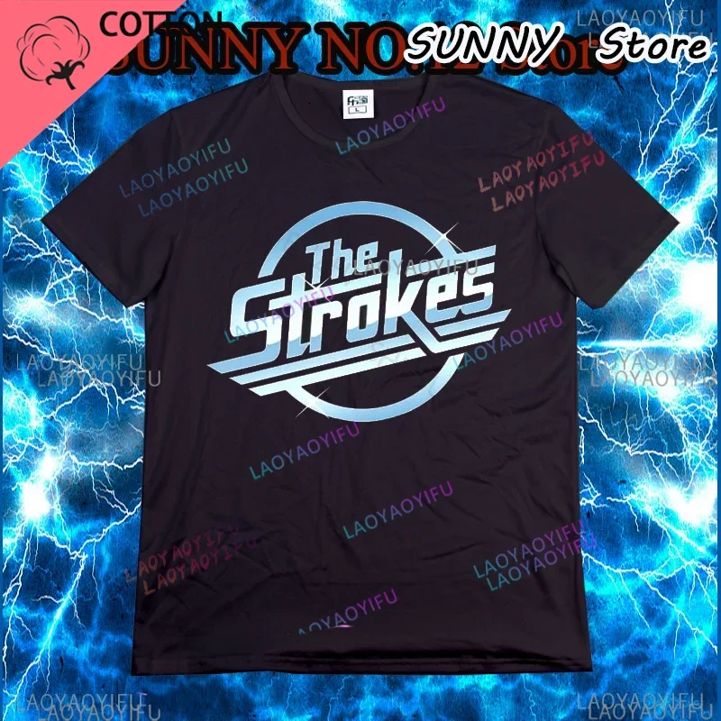 Men's Summer Top The Strokes T-shirt Men's Independent Rock Band T-shirt Large Homme Black T-shirt