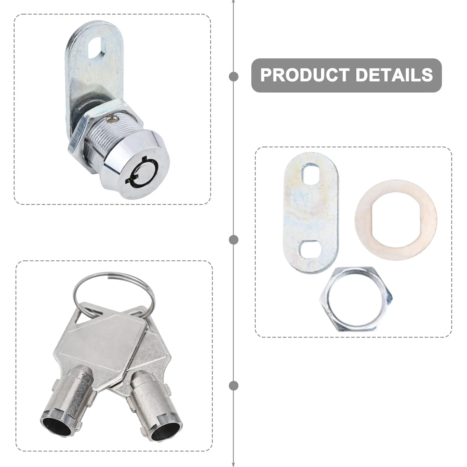17mm Cam Lock for Furniture Cabinets Desks Drawers Mailbox Locker Safe Toolbox Machine Enclosure Zinc Alloy Keyed Alike