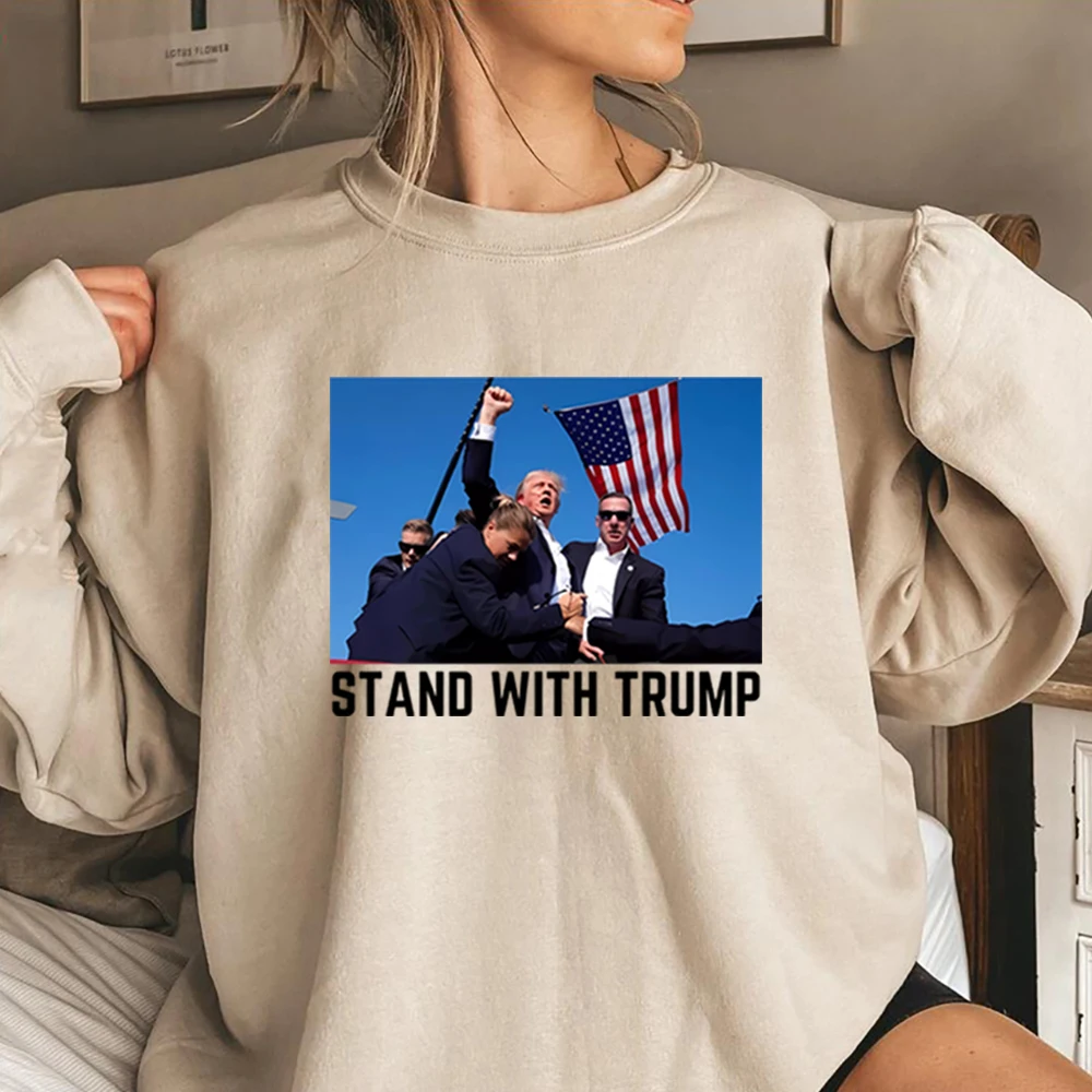 

Donald Trump Rally Sweatshirt Trump Shot Shirt Stand with Trump Make America Great Again MAGA Jumper Election Top Trendy Clothes