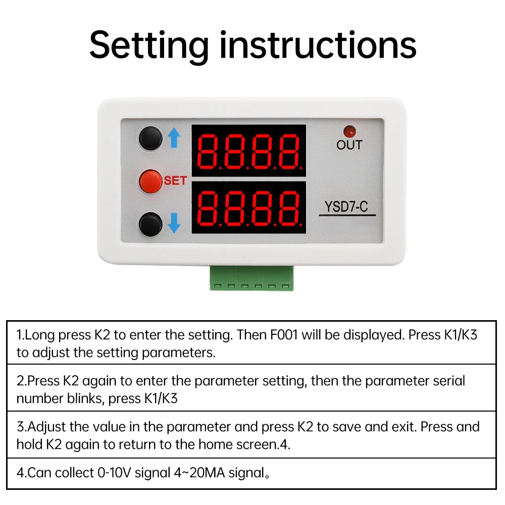 Misuratore di Display digitale 0-10V 0-20mA 2-10V 4-20mA ingresso segnale analogico 0-10V indicatore di processo misuratore di pannello relè fuori porta RS485