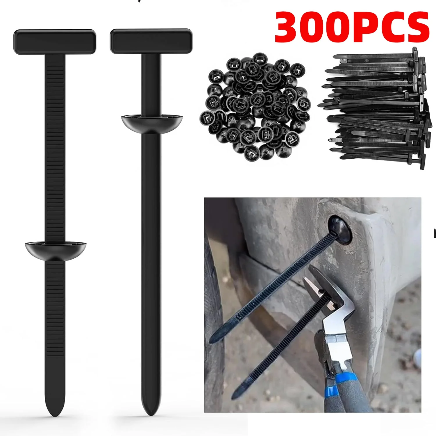 300/1PCS Universal Nylon Zip Ties Self-locking Plastic Cable Tie Fastening Rings Zipper Wrap Straps with Clips Car Accessories