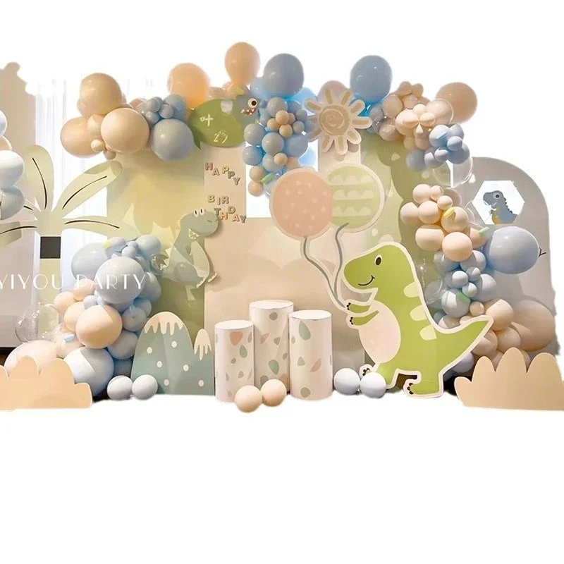 

Dinosaur theme, boy birthday decoration, party scene arrangement, background wall