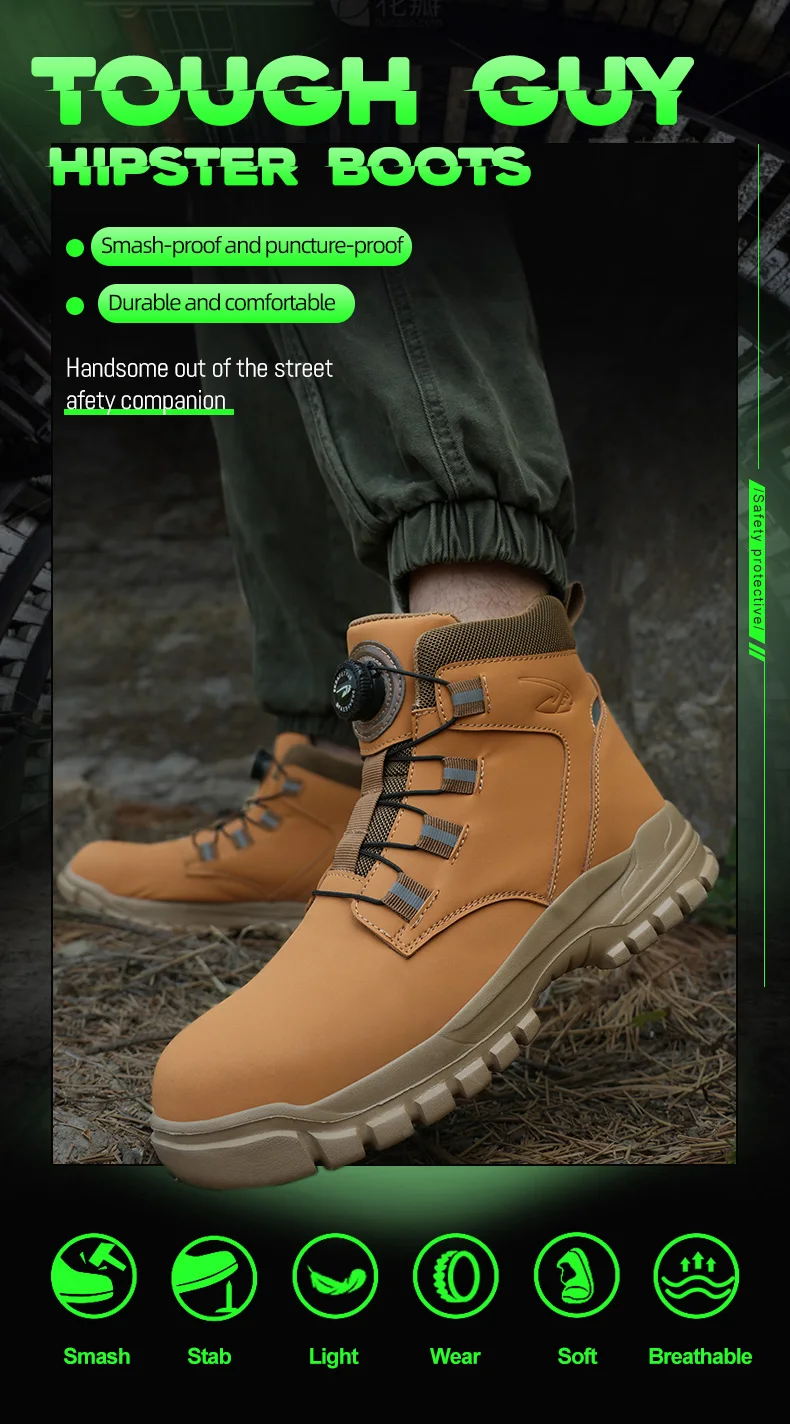 Neue Sicherheitsstiefel für Männer, unzerstörbare Arbeitsschuhe, Sneakers mit Stahlkappe, Schutzstiefel, stoßfest, durchtrittsicher, wasserdicht. – Detail 2