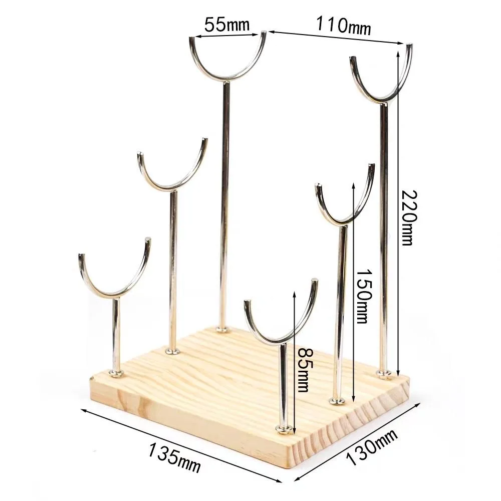 Soporte de Madera de Múltiples Niveles para Varitas de Cristal, Expositor de Columnas Minerales, Estante de Metal Negro para Gemas, Decoración para Hogar y Oficina