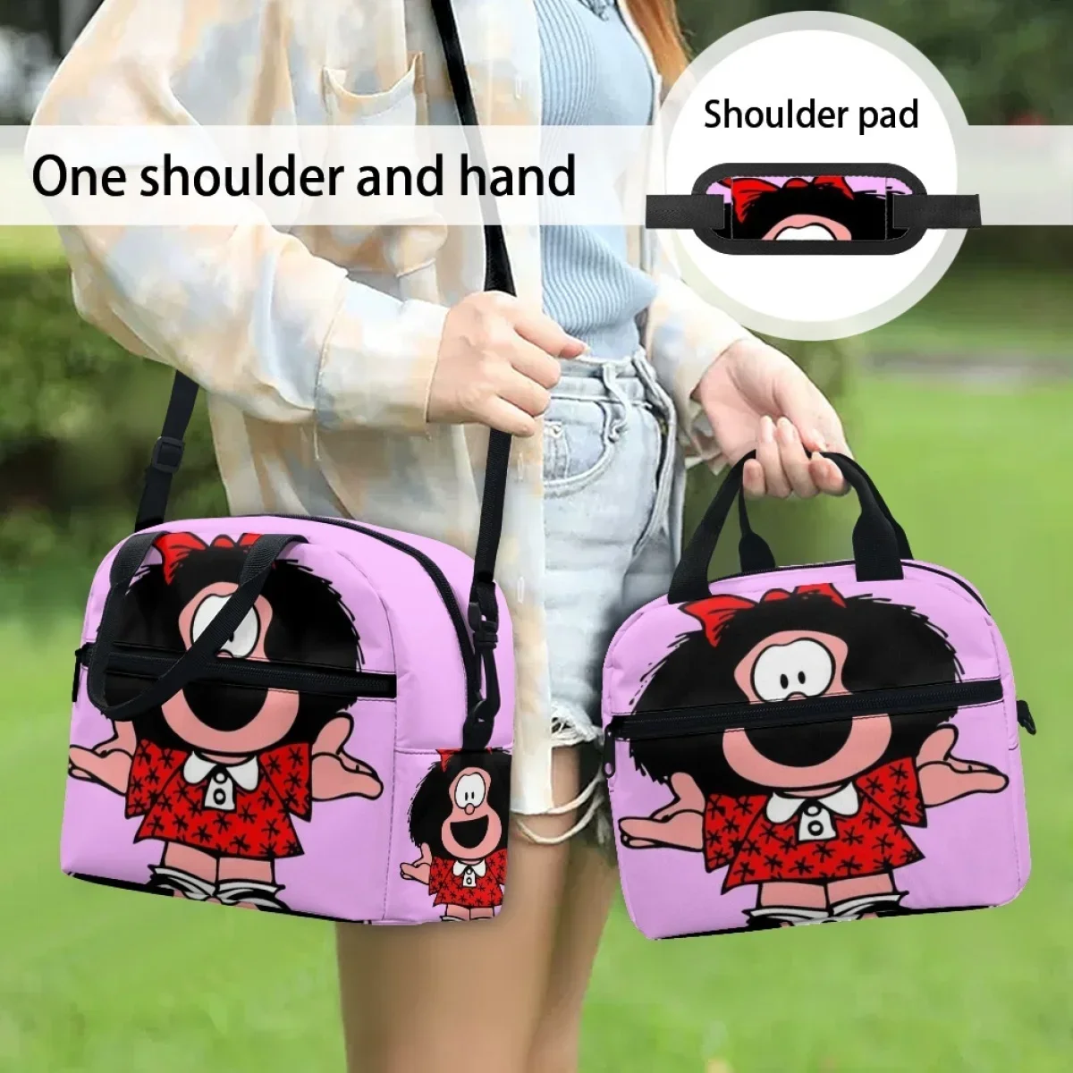 

Mafalda Cartoon Design Lunch Box School Child Stylish New Insulation Thermal Package Convenience Bolsa De Almuerzo