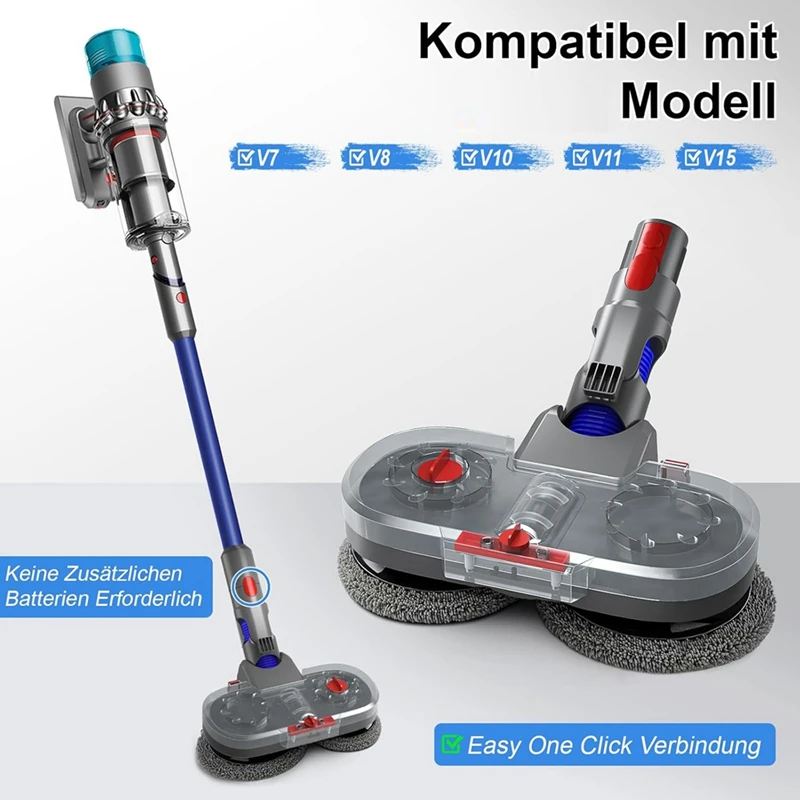 Attacco AD-Mop per aspirapolvere Dyson V7/V8/V10/V11/V15, mocio elettrico per pavimenti con serbatoio dell'acqua rimovibile