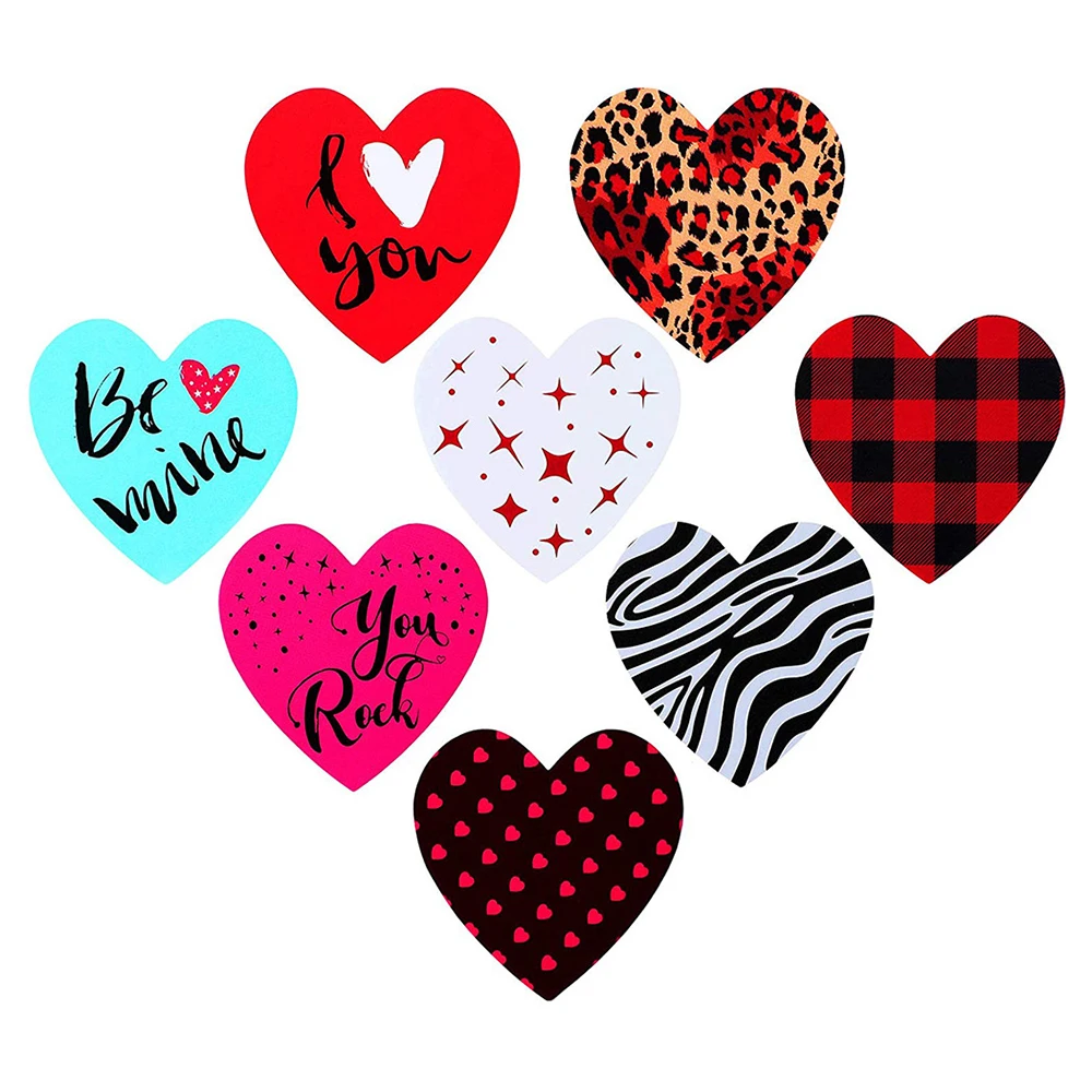 100-500Pcs 1Inch Heart Shape Stickers 8 Kinds of Pattern Love Valentine's Day Gift Wrap Sticker Wholesale Label