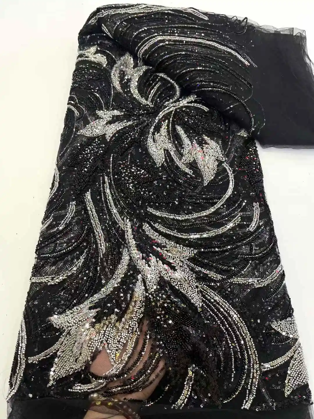 Nigeriano Nuovo Elenco In Rilievo Maglia di Pizzo di Alta Qualità Francese Paillettes Sposa Africana Tessuto di Pizzo Per La Festa Nuziale di Lusso 2025