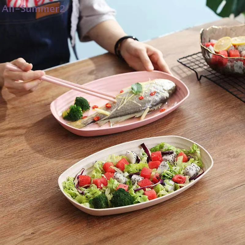 {MX} قش القمح البيضاوي طبق للوجبات الخفيفة صينية تخزين المواد الغذائية طبق الفاكهة البيتزا الغربية الإفطار أدوات المائدة صينية تقديم العشاء #3