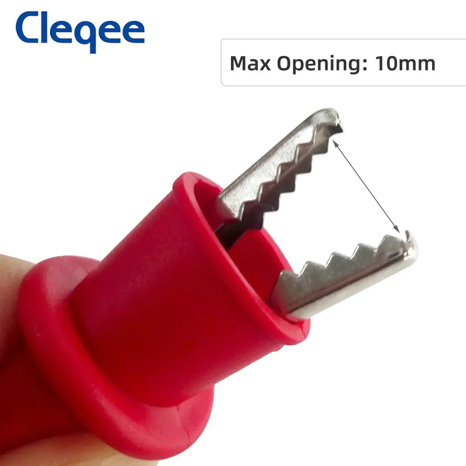 Cleqee 10PCS Insulation Alligator Clips with 2mm Socket Metal Crocodile Clamps Electronics Accessories For Multimeter 1000V/10A