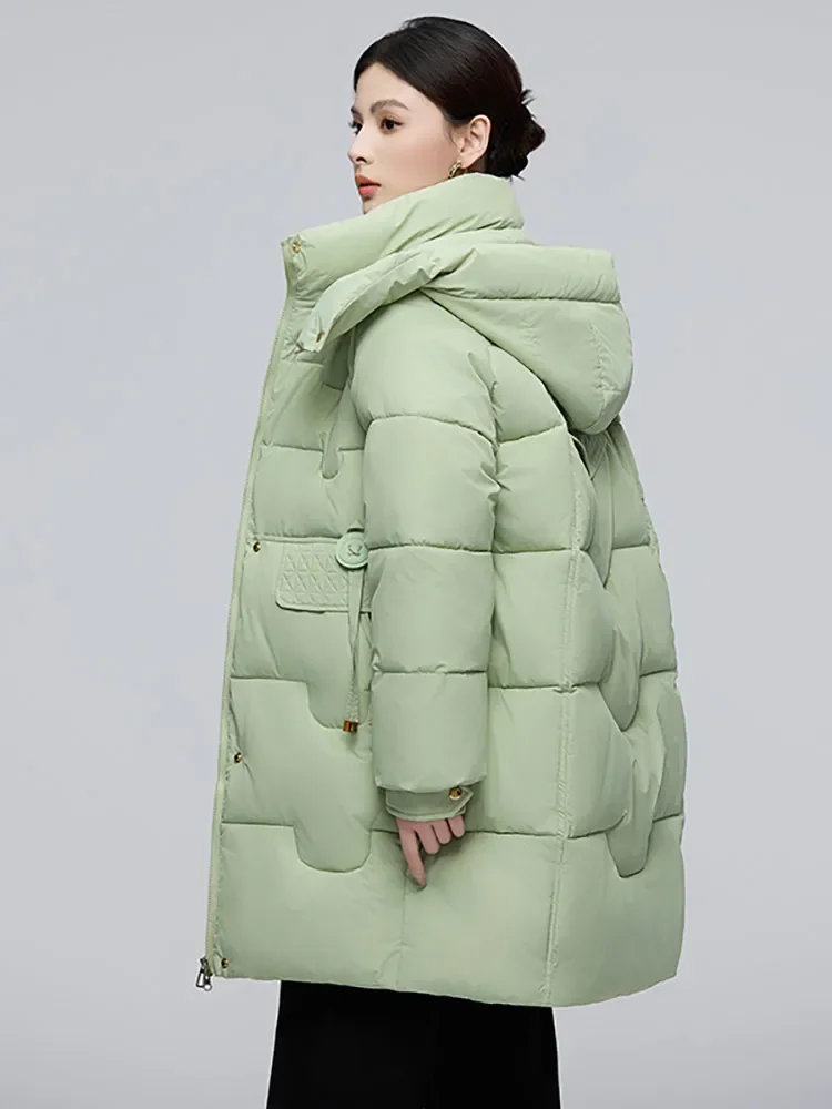 Vielleicht New Korean Winter Clothes Women Long Parkas Solid Hooded Puffer Jacket Thicken Warm Female Cotton Padded Coat Outwear