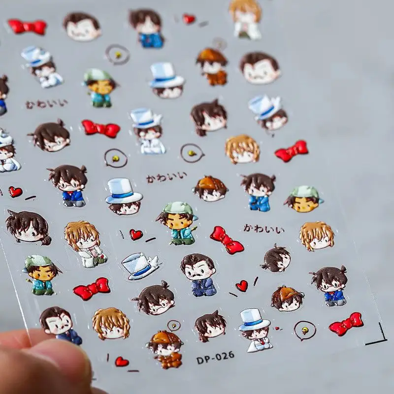 

Famous Detective Ke Cartoon Character Relief Nail Stickers Cute 3D Adhesive Nail Decorations