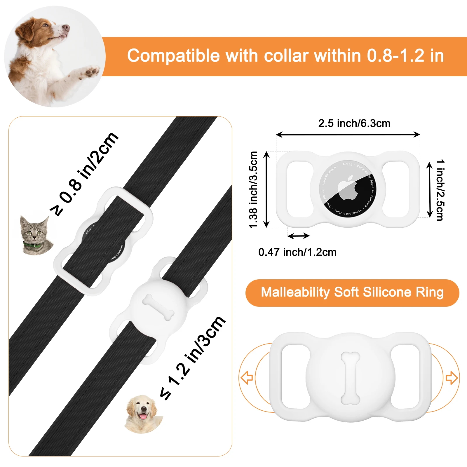 Apple Airtags 용 실리콘 보호 슬리브 AirTag Anti-lost 보호 케이스 용 애완 동물 개 고양이 위치 추적기 칼라 커버