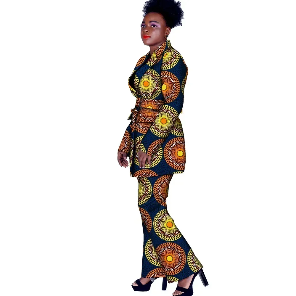 الأفريقية طباعة السترة وسراويل مجموعات للنساء الثراء Dashiki التقليدية الأفريقية 2 قطعة السراويل مجموعات النساء الدعاوى الملابس FH033 #3