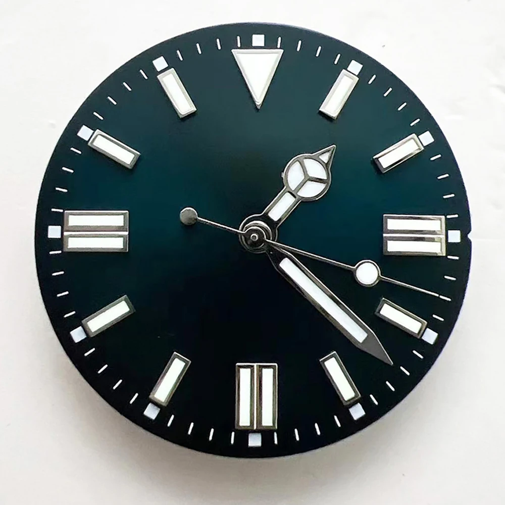 

Watch Dial and Hands Set, 3D Nails NH35 Dial 28.5mm, for NH35 NH36 4R 7S Movement, Green Luminous Watch Faces + Pointers