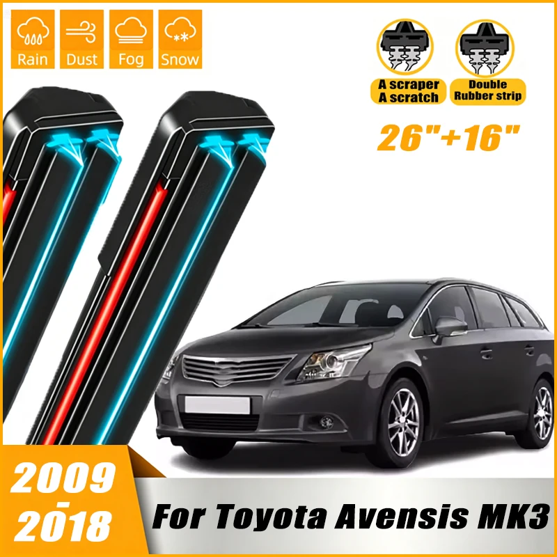 2 шт. передних щеток стеклоочистителя для Toyota Avensis MK3 T27 T270 2009-2018, щетки для очистки окон автомобиля от дождя 26