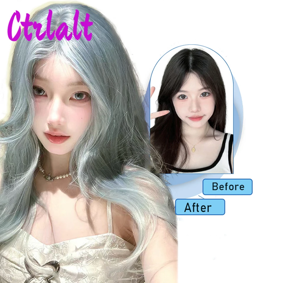 Long Wavy Light Blue Synthetic  Wig For Women popular Sweet  Girl Synthetic Wigs Heat Resistant Daily Cosplay Lolita Wig