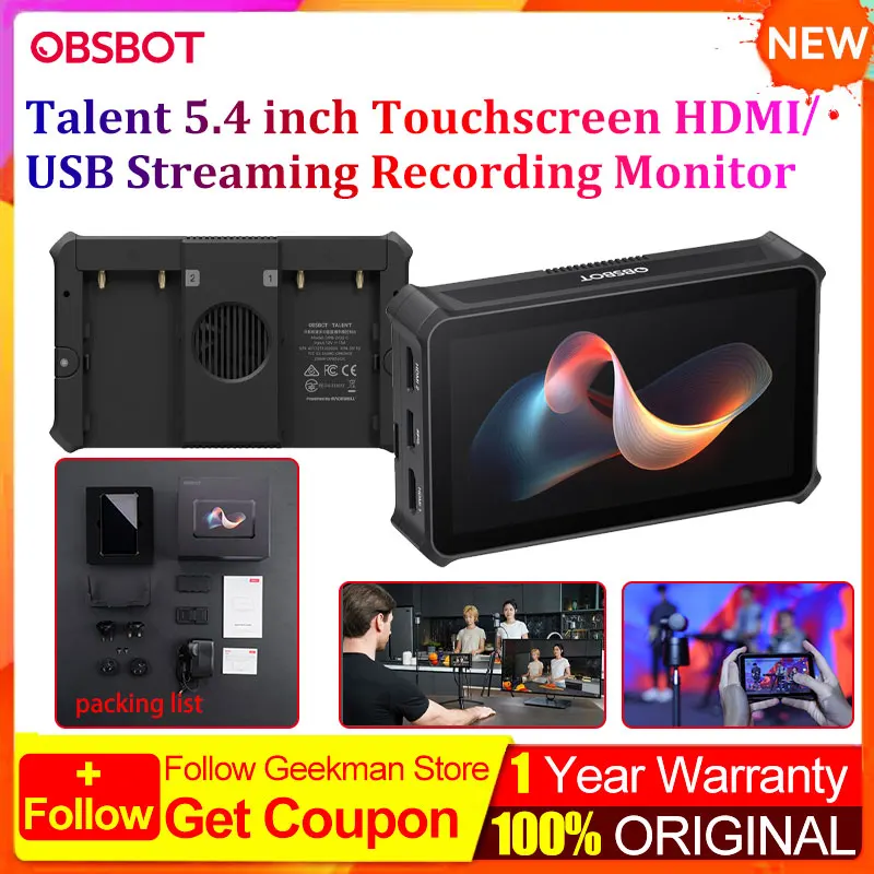 OBSBOT Talent Video Switcher Monitor Video Mixer Encorder Recorder with 7 Video Inputs Live Streaming to NDI/RTMP/SRT/YouTube