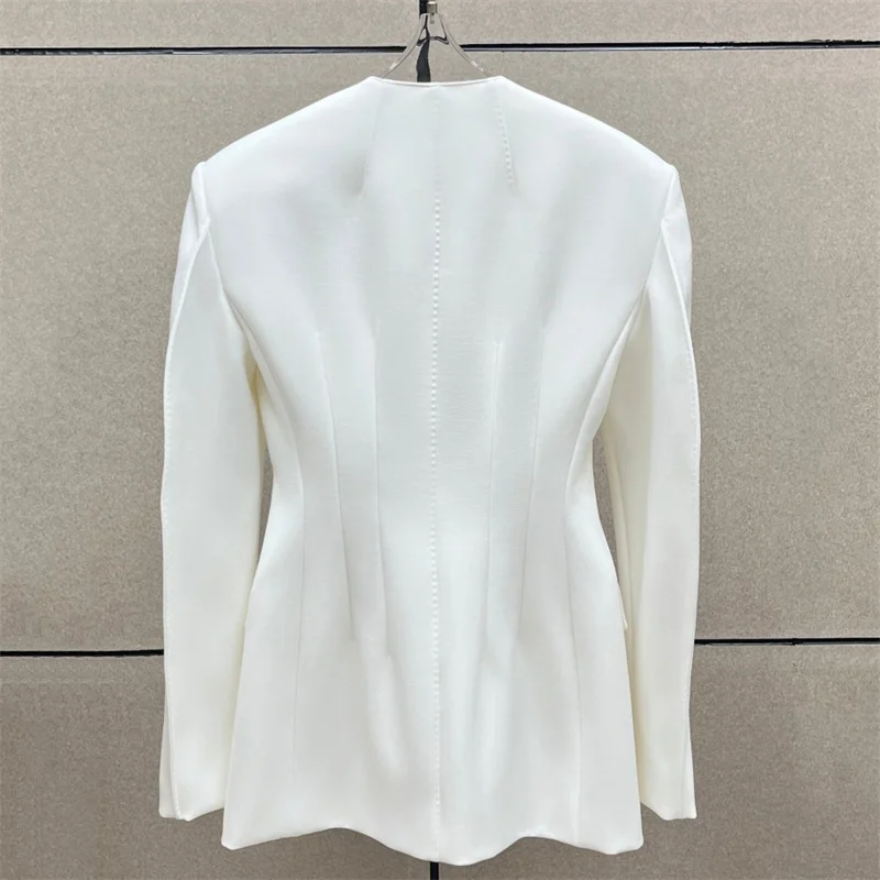 women's jacket New double breasted women's suit jacket for autumn 2026 Round neck slim fit women's coat women's blazer outerwear