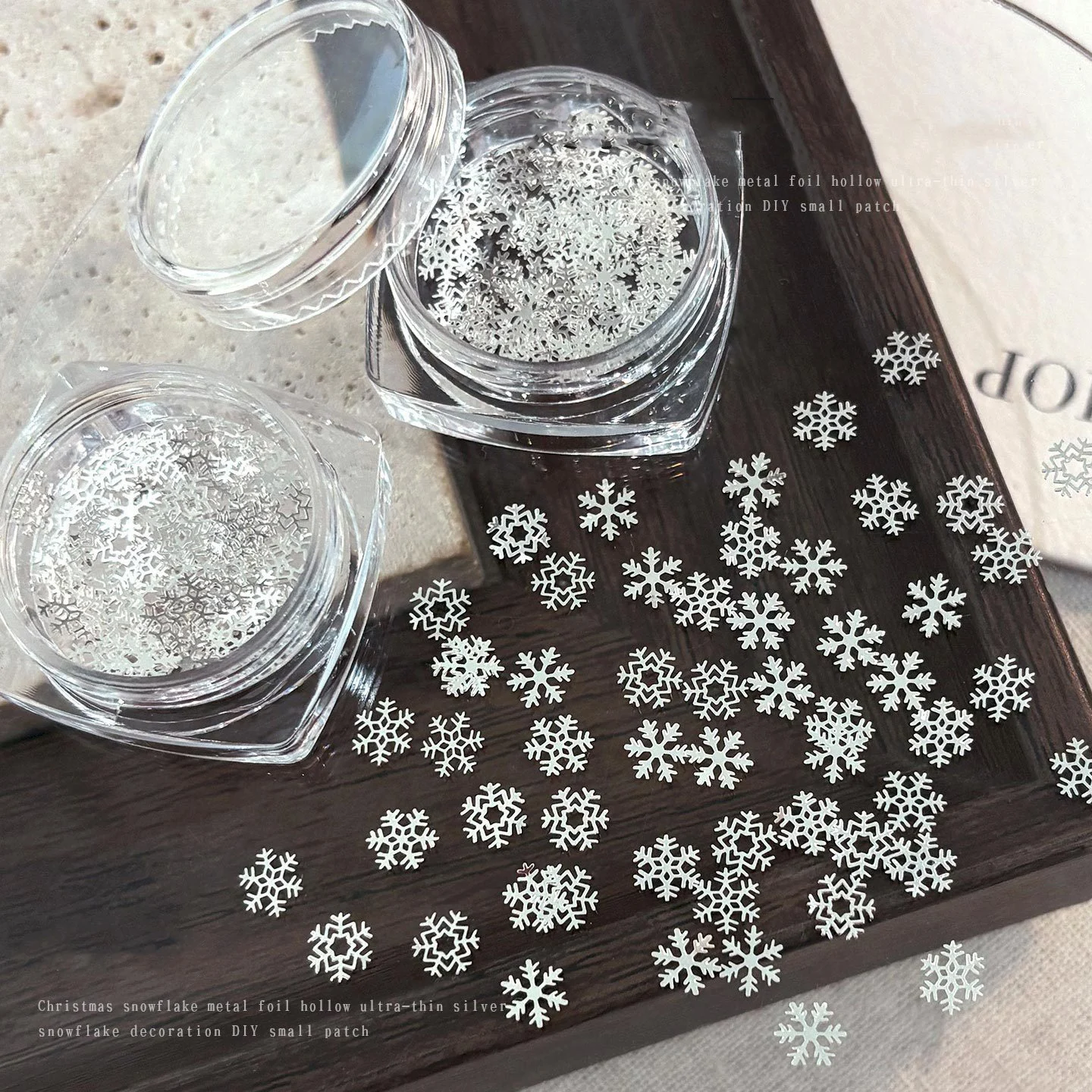 Ultra Thin Silver Snowflake Nail Charms 50pcs, Metal Hollow Out Flatback Nail Art Supplies, Christmas Winter DIY Decor for Nails