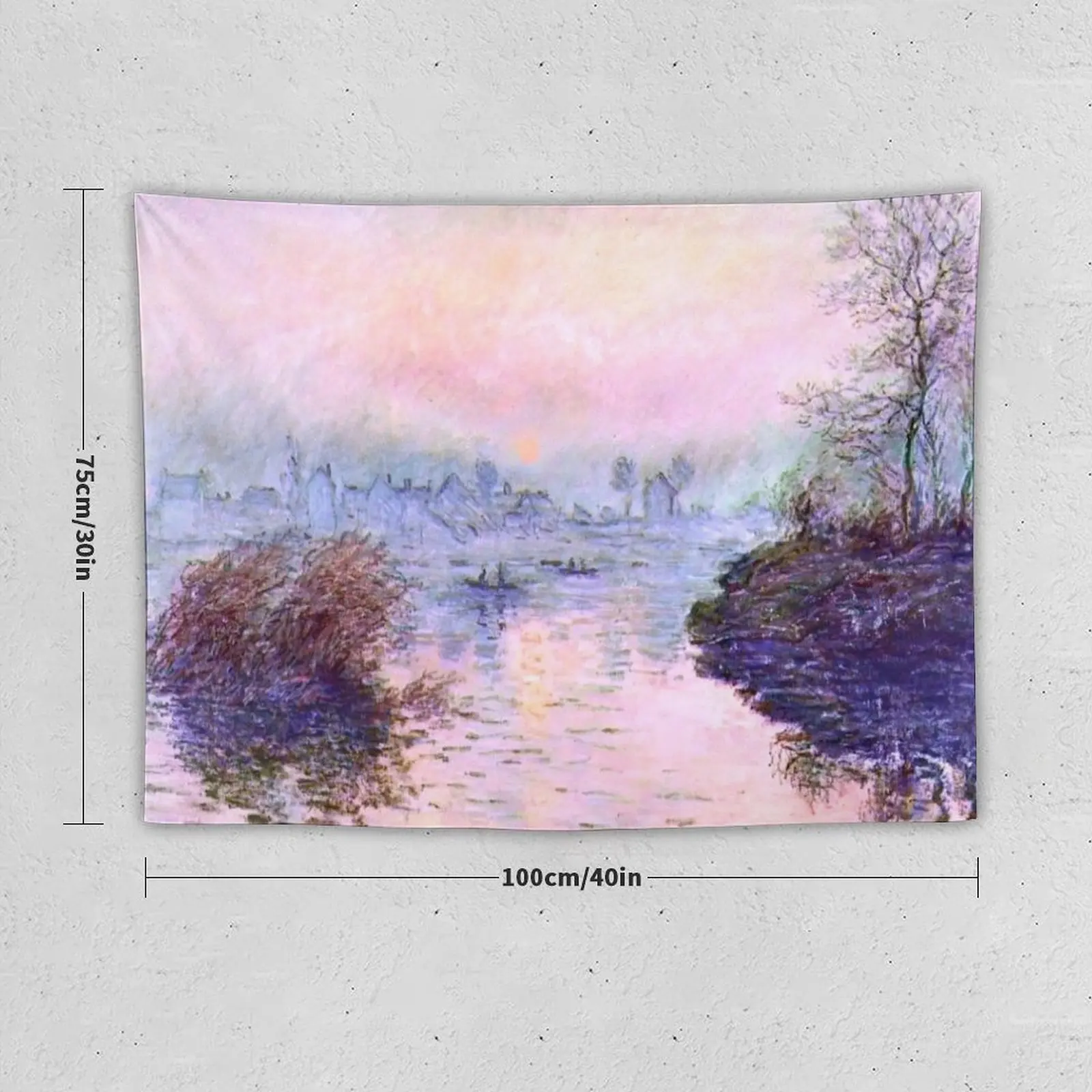 Sunset on the Seine at Lavacourt Claude Monet's Roseate Sunset Tapestry Wall Hanging Wall Room Decorations Tapestry