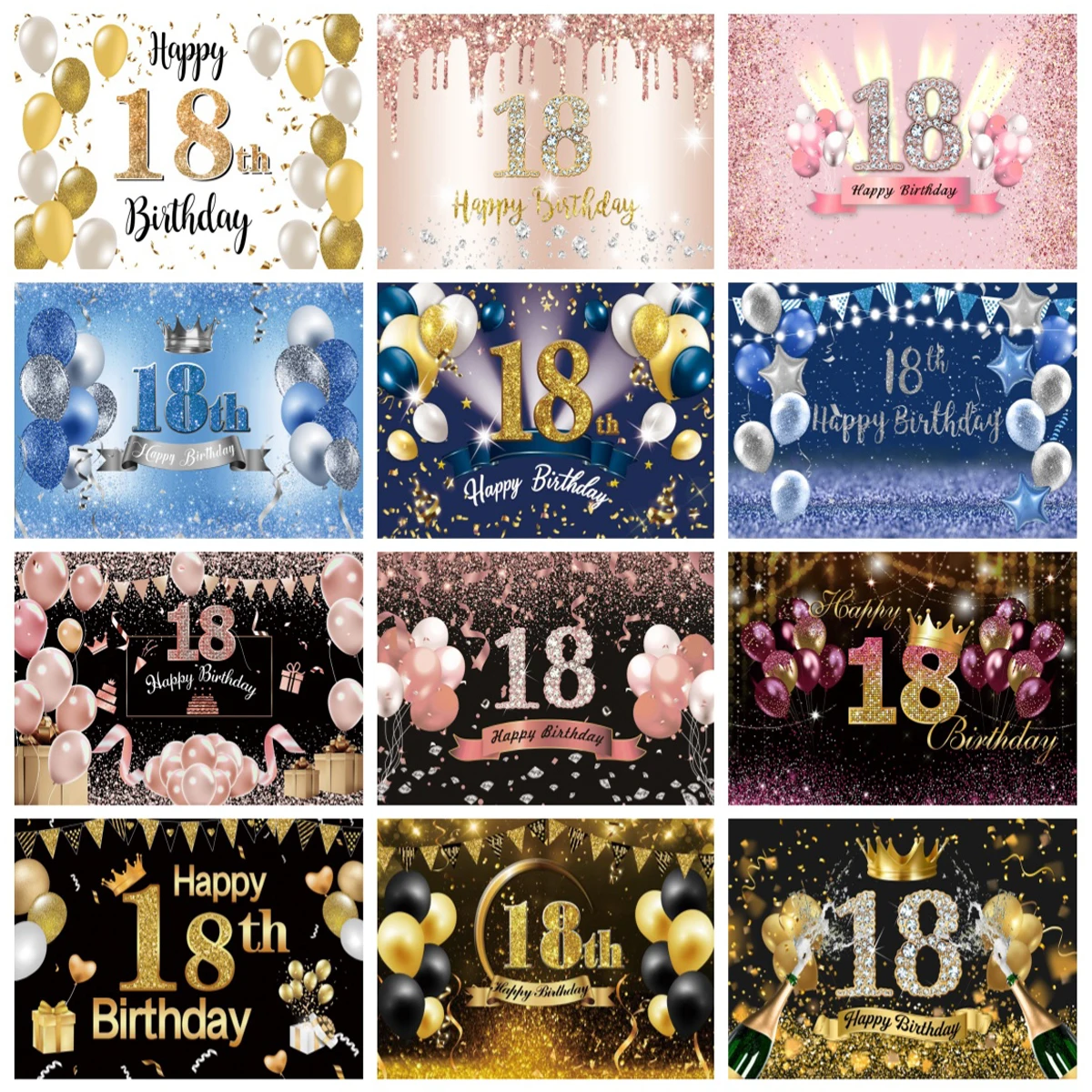 반짝이 성인 생일 사진 배경 풍선, 생일 파티 배너 장식, 포토콜 사진 배경, 사진 스튜디오