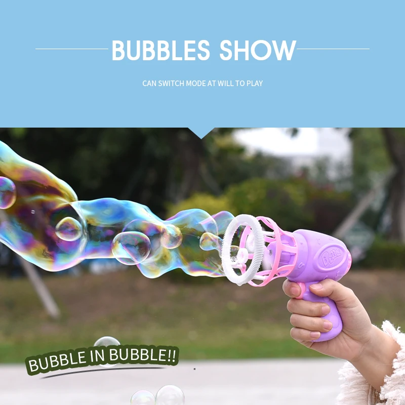 Bubble gun Creative Bubble In Bubble ของเล่นฟองสบู่เครื่อง Blower Maker ฤดูร้อนปาร์ตี้กลางแจ้งเกมของเล่นสําหรับเด็กชายหญิง
