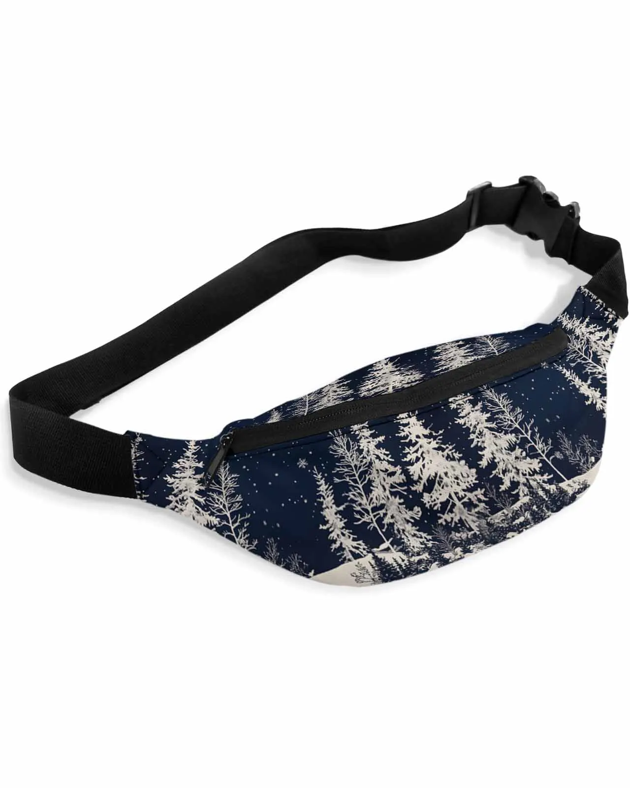 Forest Reindeer Snow Scenery Snowflakes  Men Women Waist Bag Fanny Pack Phone Belt Bag Wallet Pouch Waterproof Banana Hip Bags