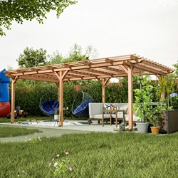 LZBEITEM Outdoor Gazebo Wooden Grape pergola for Climbing Plant Support, Garden, Terrace, Backyard, Deck, Brown
