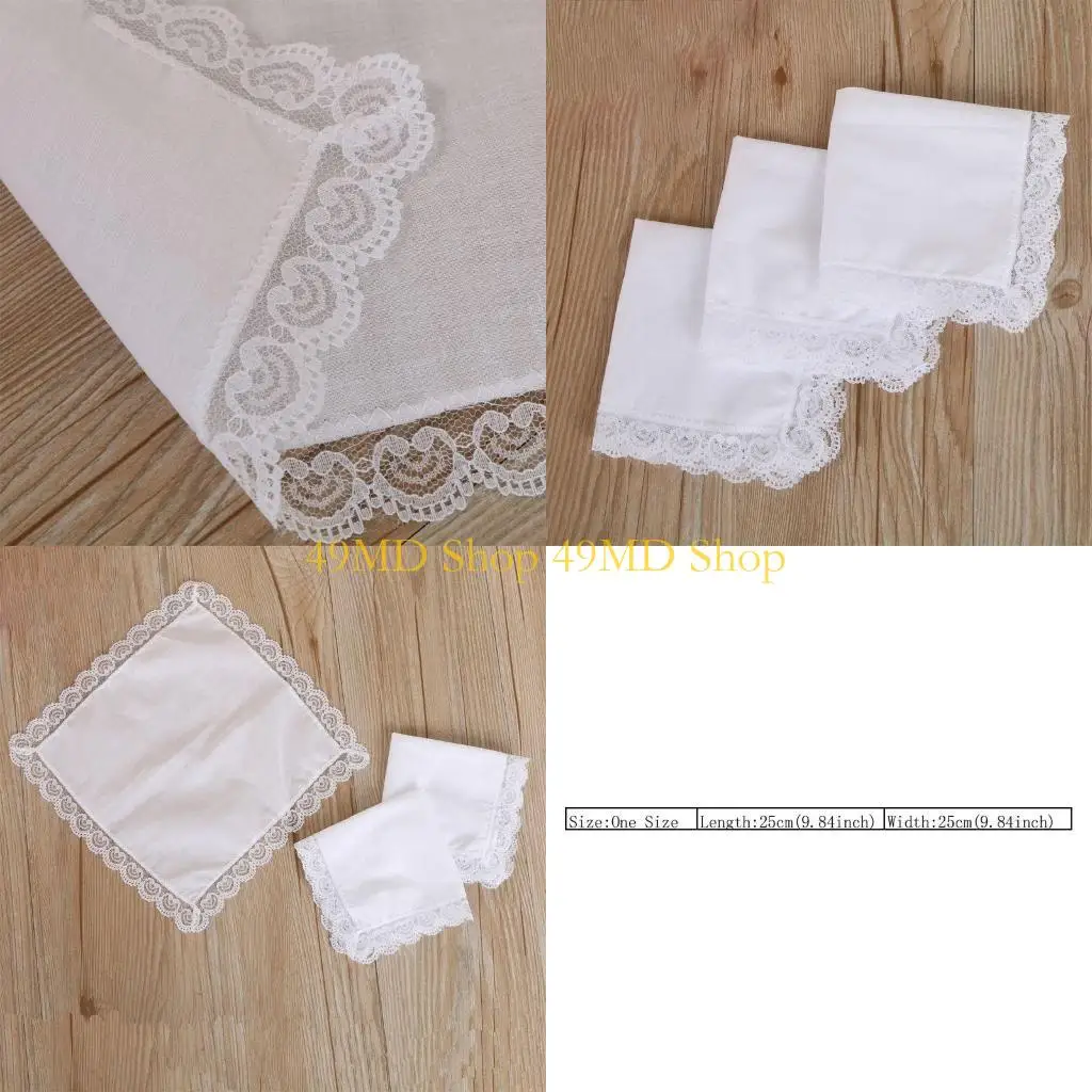 49MD Cotton Handkerchiefs Women Washable Square Hankie White Tie-dye Handkerchiefs