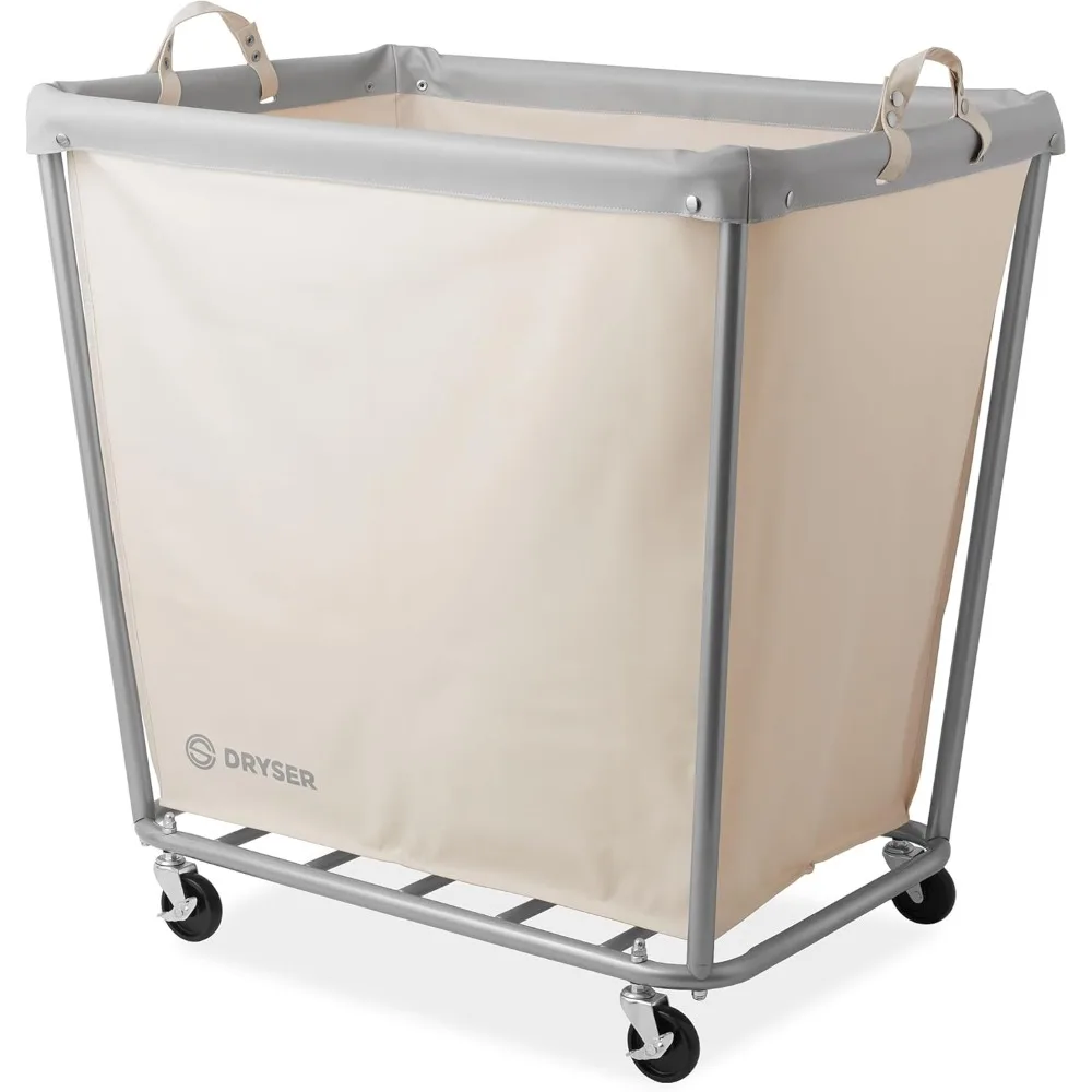 

X-Large Commercial Heavy-Duty Rolling Laundry Hamper, Steel Frame Cart on Wheels with Removable Canvas Bin for Hotel or Home -