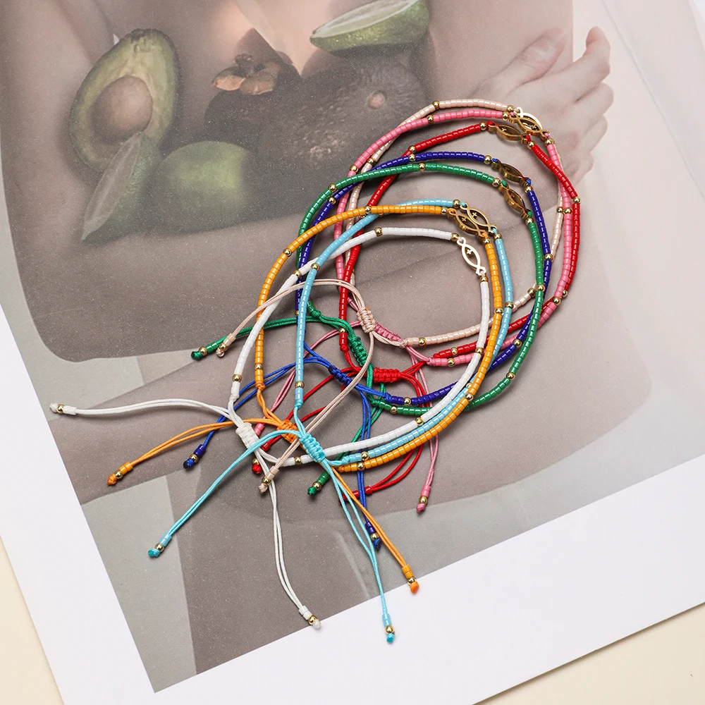 أساور ZMZY من الفولاذ المقاوم للصدأ للنساء ، مجوهرات مسيحية ، سمك ، صليب ، مسيحي ، بوهو ، ملون ، صيف ، بيع بالجملة