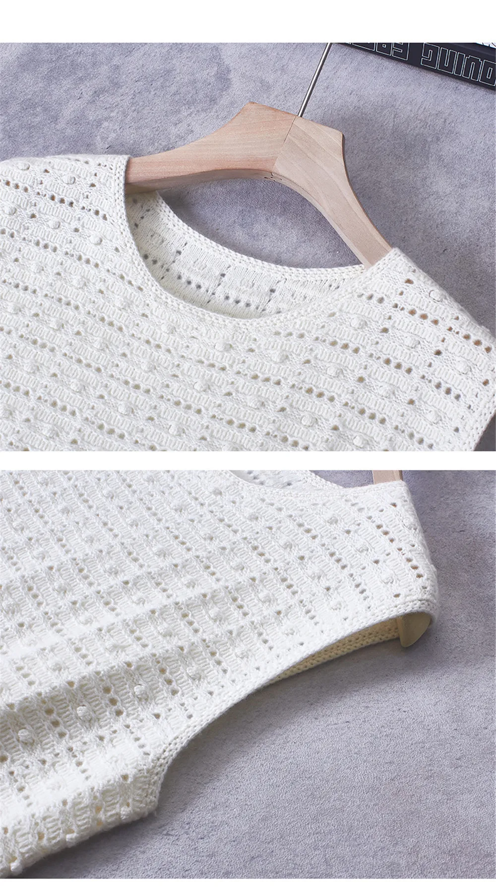 

25 Autumn/Winter New Round Neck Hollow Wool Knitted Women's Tank Top