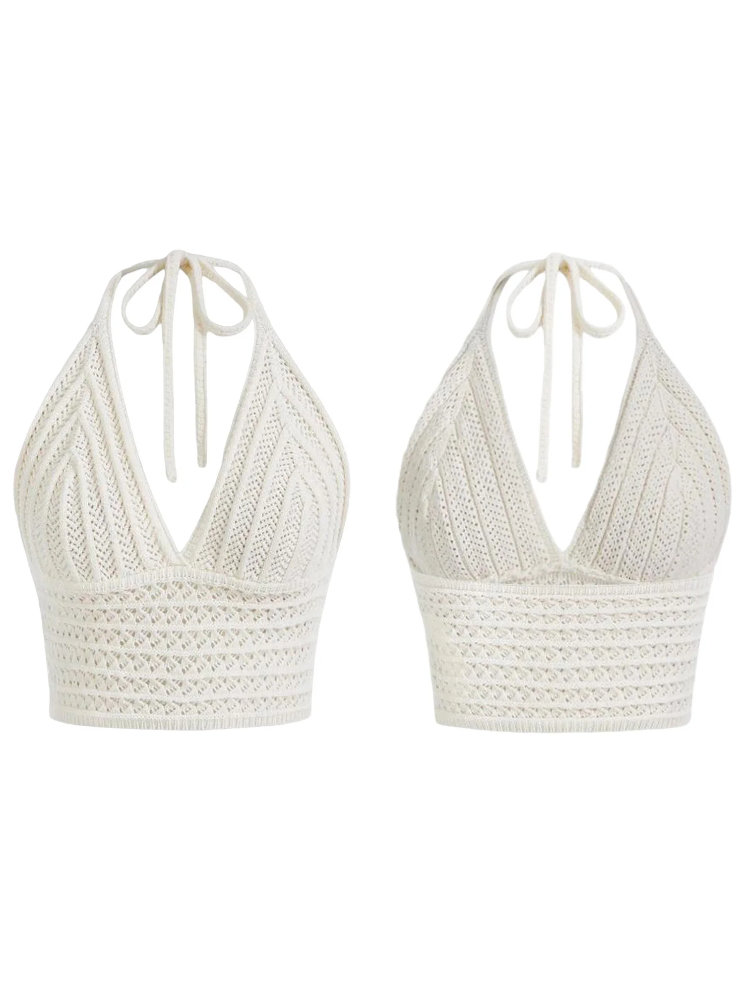 Ladies Sleeveless Knit Crop Top with Tie Halter Neck Solid Color Camisole Tank Summer Cami Shirt for Women