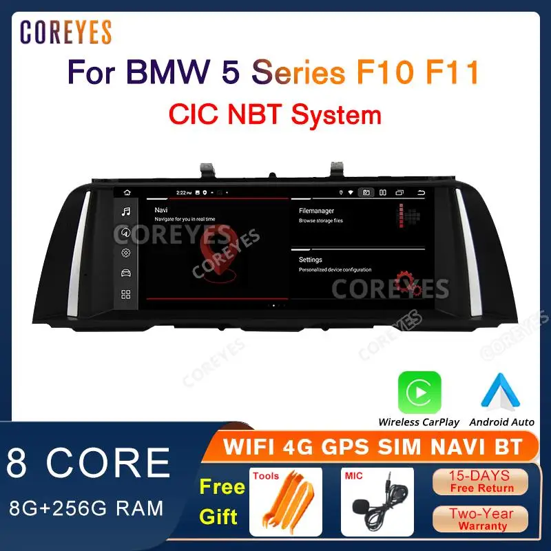 

COREYES 10.25'' 1920*720P Carplay Android Auto For BMW 5 Series F10 F11 2011-2017 CIC NBT System Car Radio Multimedia Player GPS