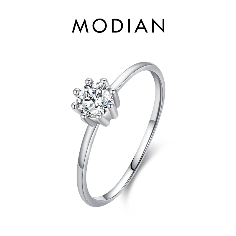 Modian 925er Sterlingsilber, klassische Hochzeitssets, funkelnde CZ, stapelbare Fingerringe für Frauen, Verlobung, Statement-Schmuck, Geschenke
