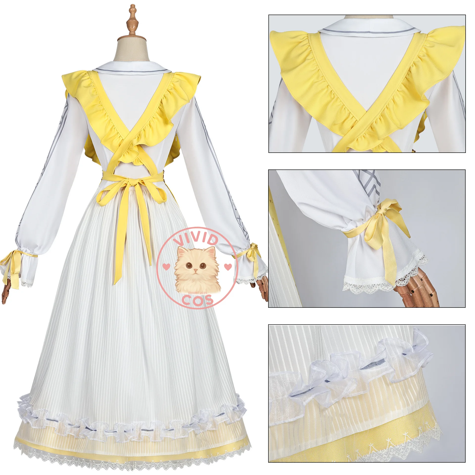 لعبة الهوية الخامس آن ليستر تأثيري شعبية لعب الأدوار زي الساخن أنيمي الأصفر لطيف لوليتا فستان نظارات للنساء كوميك كون