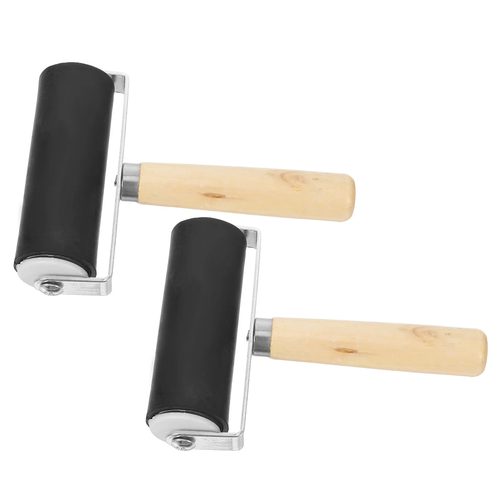 2Pcs Printmaking Ink Rollers High Resilience Rubber Craft Rollers Lightweight Ergonomic Handles Even Pigment Coverage for Art
