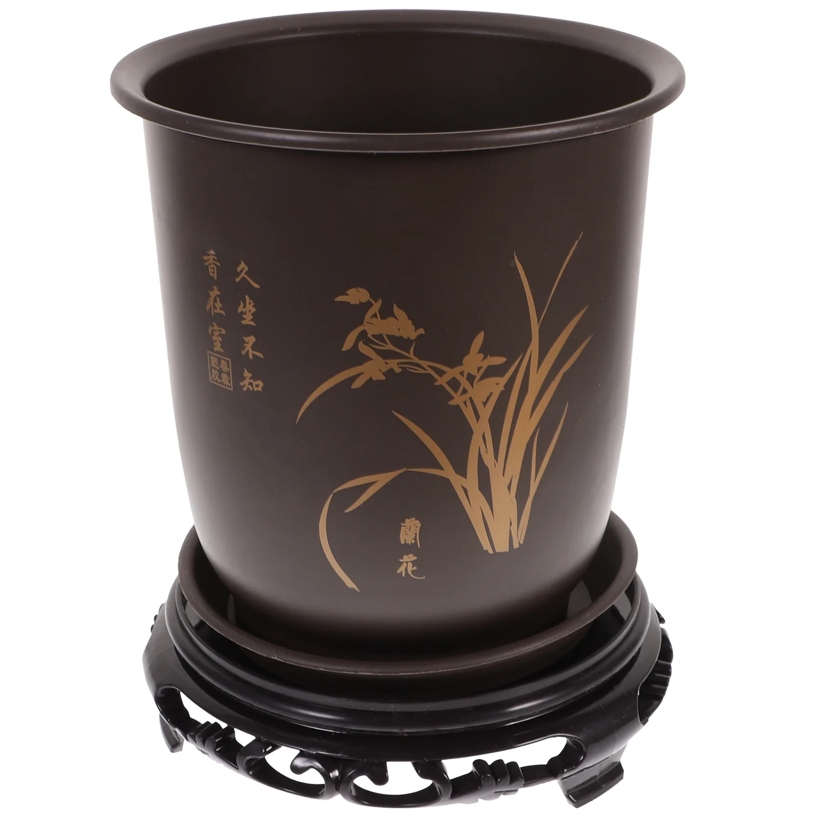 

1 set Large Indoor Orchid Bonsai Flower Garden Pot Brown Plastic Lightweight Durable Gardening Plant Pot Simple Design for Home